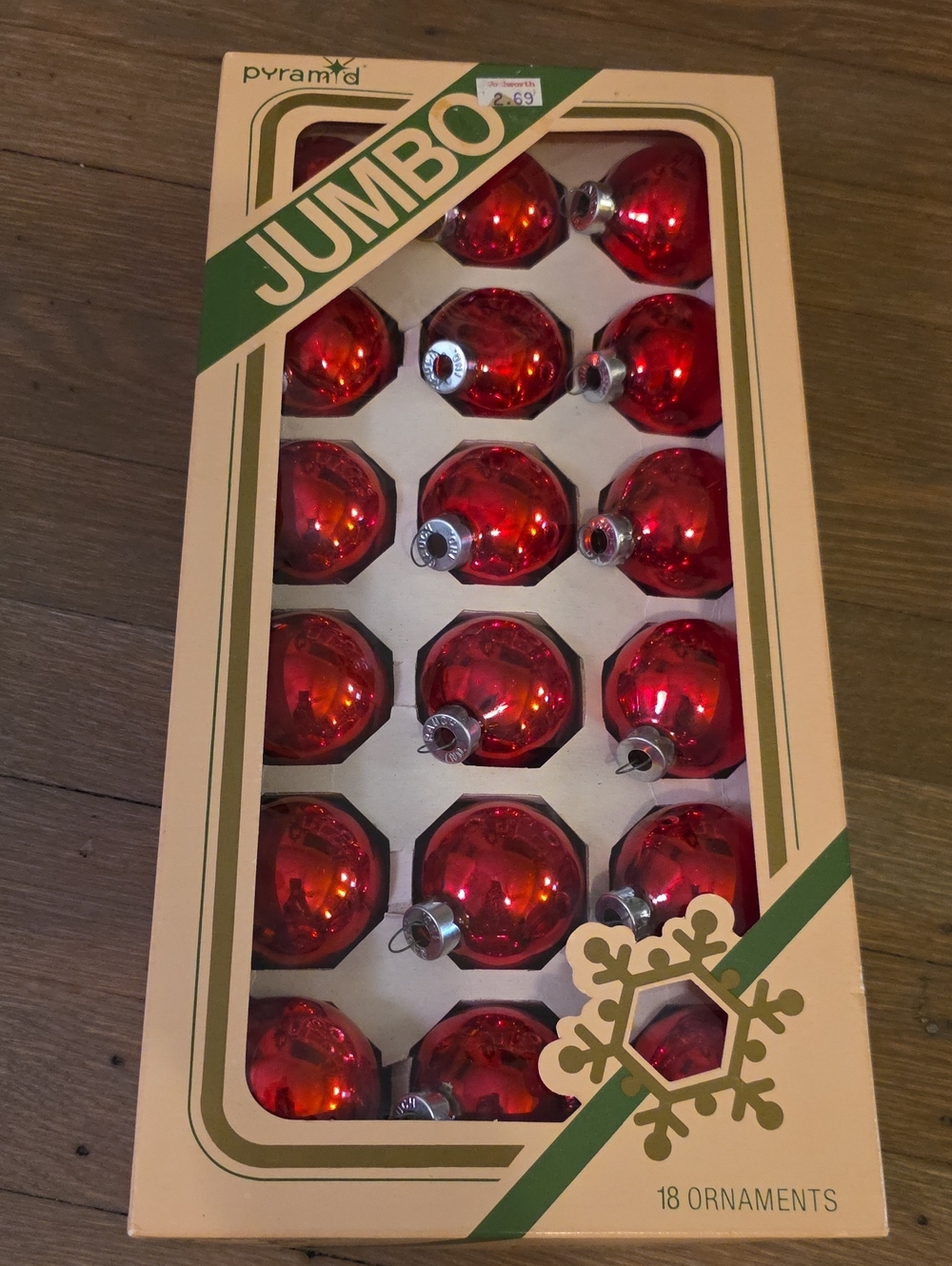 Pyramid Vintage Red Holiday Ornaments - 18-Pack Christmas